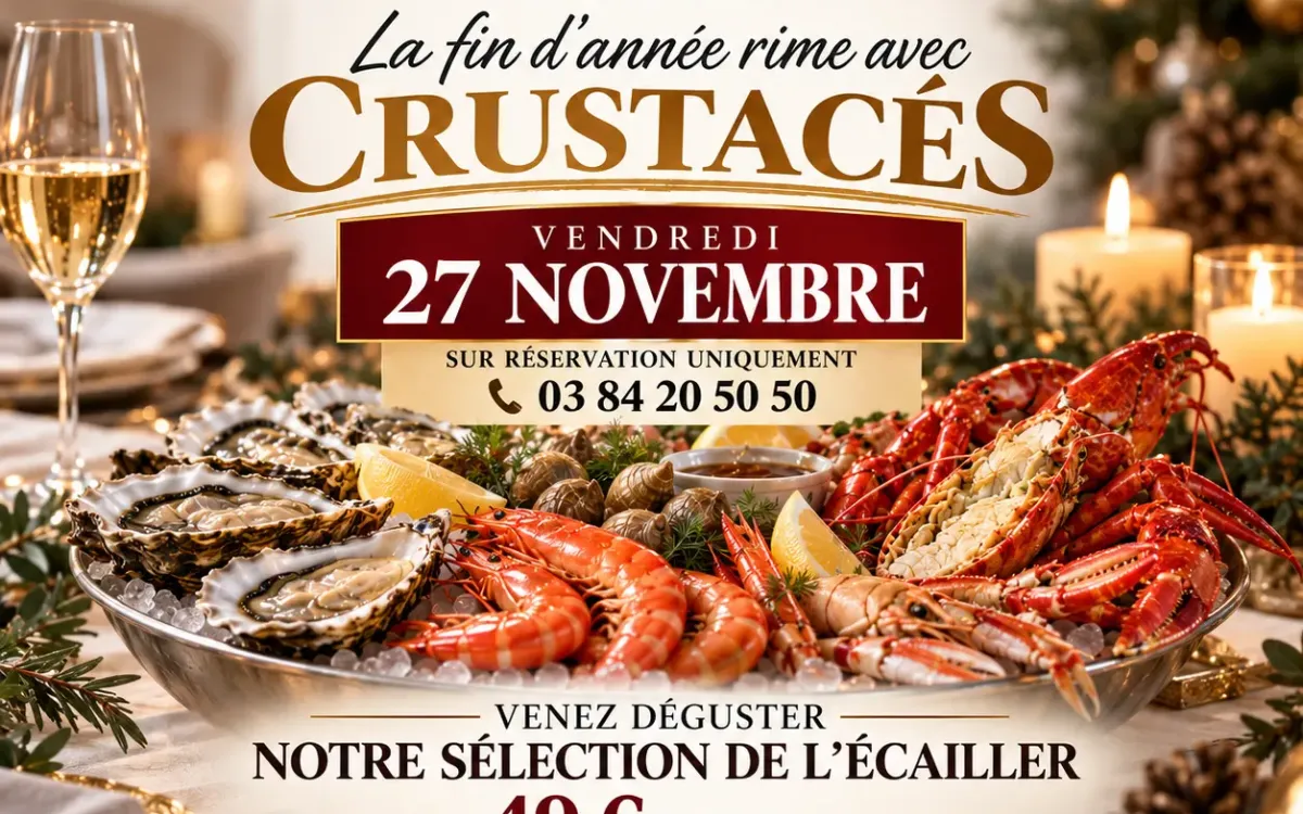 Affiche de la soirée crustacés du 27 novembre 2026 au Relais des Moines à Villersexel